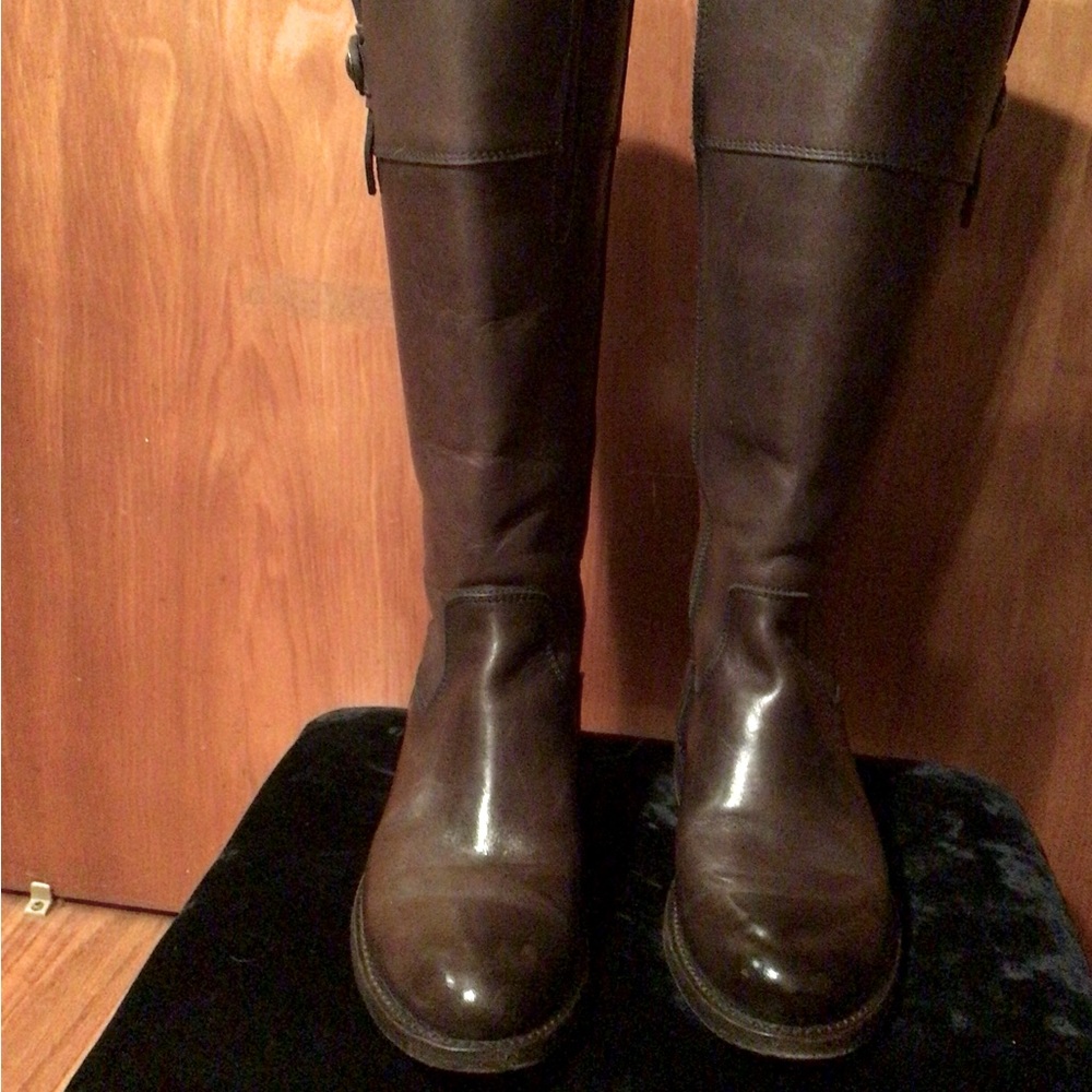 Frye brown leatherJayden side zip high boots